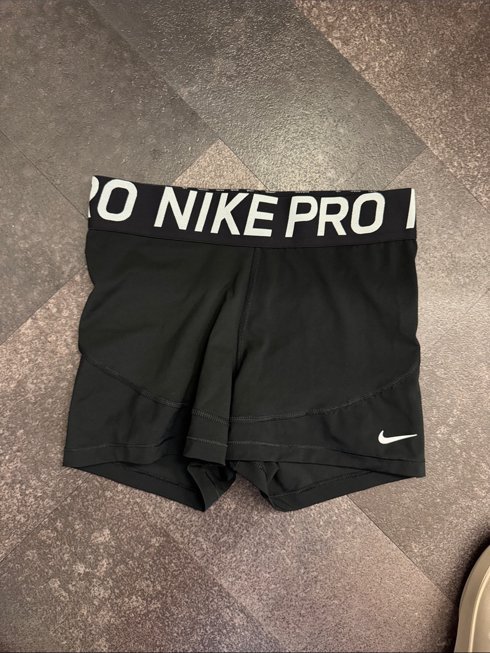 Nike Black Women's Training Shorts with White Logo Waistband